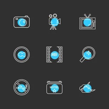Multimedia , camera , user interface , folders , directory , eps icon set vec Stock Illustration