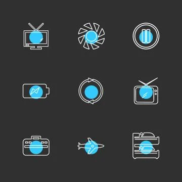 Multimedia , camera , user interface , folders , directory , eps icon set vec Stock Illustration