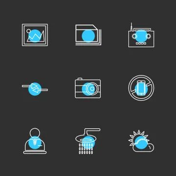 Multimedia , camera , user interface , folders , directory , eps icon set vec 스톡 일러스트