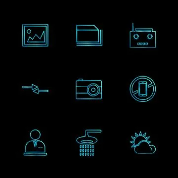 Multimedia , camera , user interface , folders , directory , eps icon set vec 스톡 일러스트