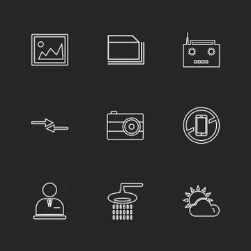 Multimedia , camera , user interface , folders , directory , eps icon set vec 스톡 일러스트