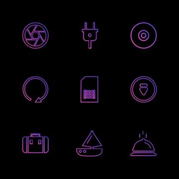 Multimedia , camera , user interface , folders , directory , eps icon set vec Stock Illustration