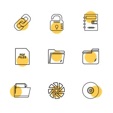 Multimedia , camera , user interface , folders , directory , eps icon set vec Stock Illustration