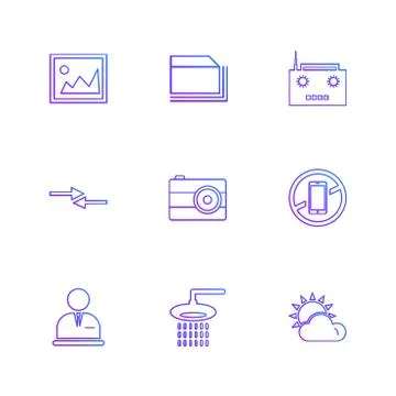 Multimedia , camera , user interface , folders , directory , eps icon set vec イラスト素材