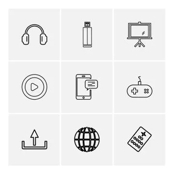 Multimedia , camera , user interface , folders , directory , eps icon set vec 스톡 일러스트
