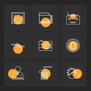 Multimedia , camera , user interface , folders , directory , eps icon set vec Stock Illustration