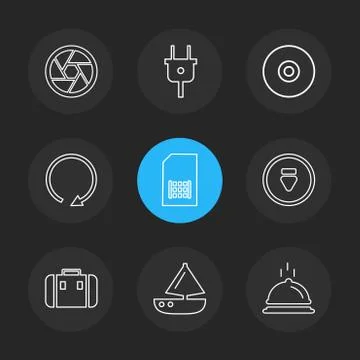 Multimedia , camera , user interface , folders , directory , eps icon set vec Illustrazione stock