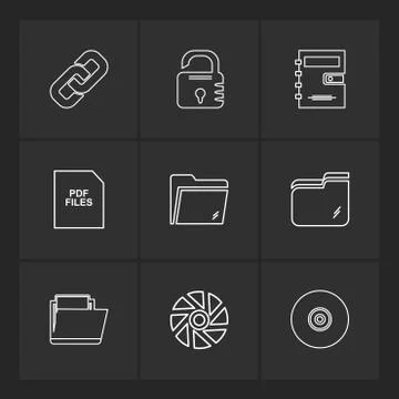 Multimedia , camera , user interface , folders , directory , eps icon set vec Stock Illustration