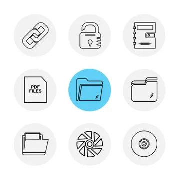 Multimedia , camera , user interface , folders , directory , eps icon set vec Stock Illustration