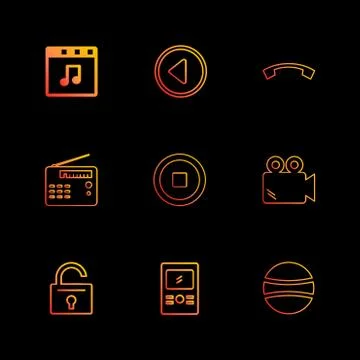 Multimedia , camera , user interface , folders , directory , eps icon set vec 스톡 일러스트