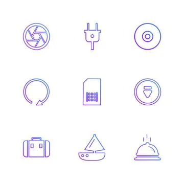 Multimedia , camera , user interface , folders , directory , eps icon set vec Stock Illustration