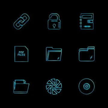 Multimedia , camera , user interface , folders , directory , eps icon set vec Stock Illustration