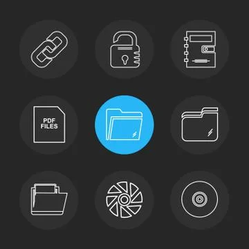 Multimedia , camera , user interface , folders , directory , eps icon set vec Stock Illustration