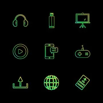 Multimedia , camera , user interface , folders , directory , eps icon set vec Stock Illustration