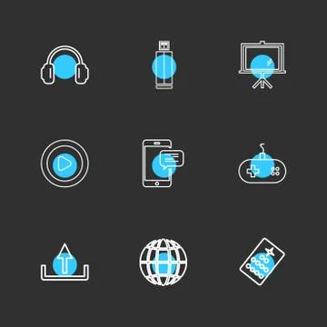 Multimedia , camera , user interface , folders , directory , eps icon set vec 스톡 일러스트