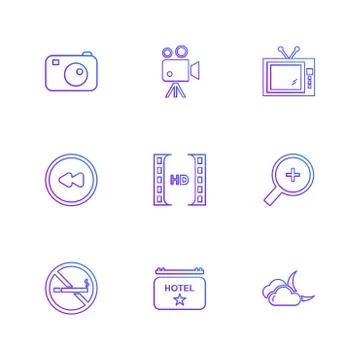 Multimedia , camera , user interface , folders , directory , eps icon set vec 스톡 일러스트