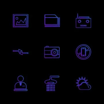 Multimedia , camera , user interface , folders , directory , eps icon set vec 스톡 일러스트