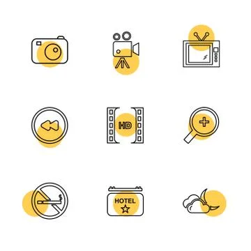 Multimedia , camera , user interface , folders , directory , eps icon set vec 스톡 일러스트