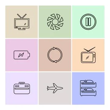 Multimedia , camera , user interface , folders , directory , eps icon set vec Stock Illustration