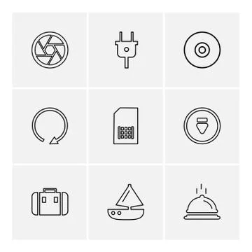 Multimedia , camera , user interface , folders , directory , eps icon set vec Stock Illustration