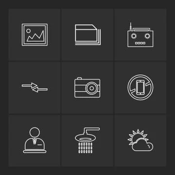 Multimedia , camera , user interface , folders , directory , eps icon set vec 스톡 일러스트