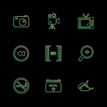Multimedia , camera , user interface , folders , directory , eps icon set vec Illustrazione stock