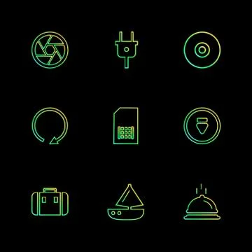 Multimedia , camera , user interface , folders , directory , eps icon set vec Stock Illustration