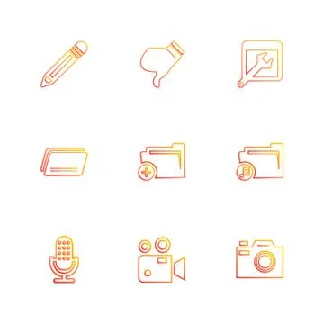 Multimedia , camera , user interface , folders , directory , eps icon set vec イラスト素材