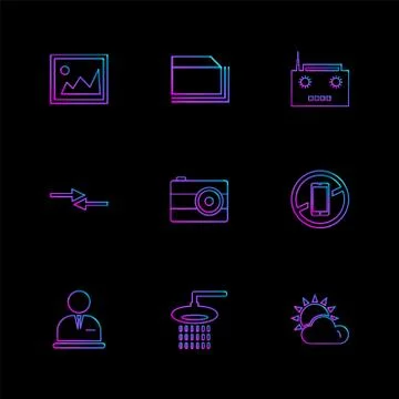 Multimedia , camera , user interface , folders , directory , eps icon set vec Stock Illustration