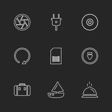 Multimedia , camera , user interface , folders , directory , eps icon set vec Stock Illustration