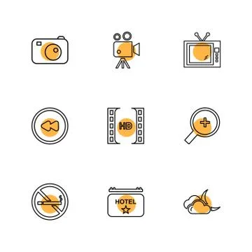 Multimedia , camera , user interface , folders , directory , eps icon set vec イラスト素材