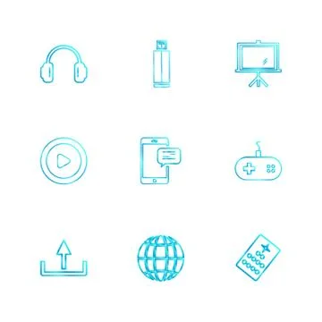 Multimedia , camera , user interface , folders , directory , eps icon set vec Stock Illustration