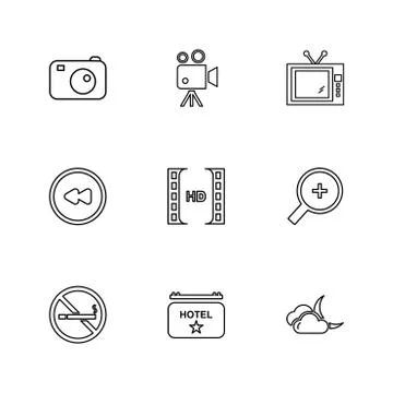 Multimedia , camera , user interface , folders , directory , eps icon set vec 스톡 일러스트