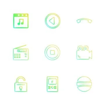 Multimedia , camera , user interface , folders , directory , eps icon set vec Stock Illustration