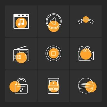 Multimedia , camera , user interface , folders , directory , eps icon set vec イラスト素材