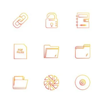 Multimedia , camera , user interface , folders , directory , eps icon set vec Stock Illustration