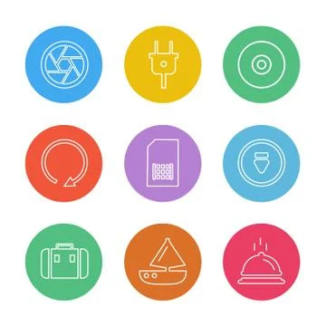 Multimedia , camera , user interface , folders , directory , eps icon set vec Illustrazione stock