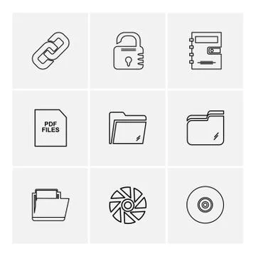 Multimedia , camera , user interface , folders , directory , eps icon set vec Stock Illustration