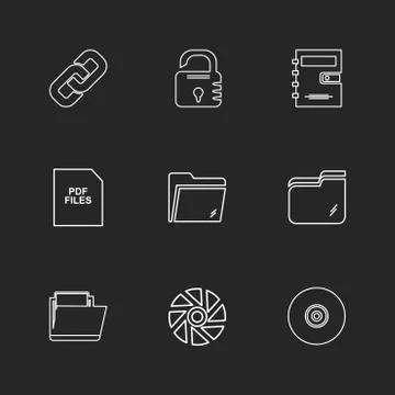 Multimedia , camera , user interface , folders , directory , eps icon set vec Illustrazione stock