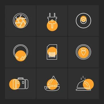 Multimedia , camera , user interface , folders , directory , eps icon set vec Stock Illustration