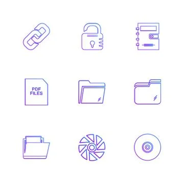Multimedia , camera , user interface , folders , directory , eps icon set vec Stock Illustration