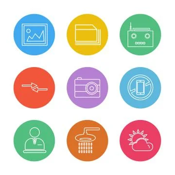 Multimedia , camera , user interface , folders , directory , eps icon set vec Stock Illustration