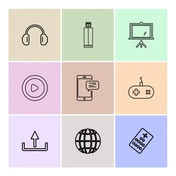 Multimedia , camera , user interface , folders , directory , eps icon set vec 스톡 일러스트