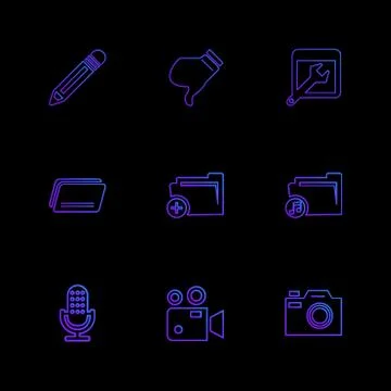 Multimedia , camera , user interface , folders , directory , eps icon set vec イラスト素材