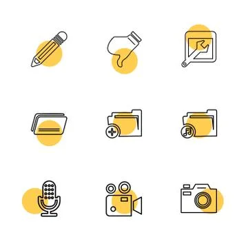 Multimedia , camera , user interface , folders , directory , eps icon set vec 스톡 일러스트