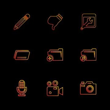 Multimedia , camera , user interface , folders , directory , eps icon set vec 스톡 일러스트