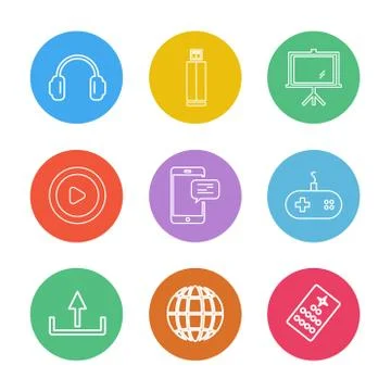 Multimedia , camera , user interface , folders , directory , eps icon set vec 스톡 일러스트