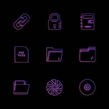 Multimedia , camera , user interface , folders , directory , eps icon set vec Stock Illustration