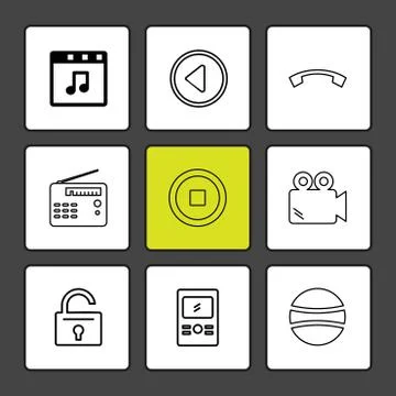 Multimedia , camera , user interface , folders , directory , eps icon set vec 스톡 일러스트