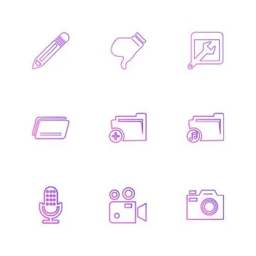 Multimedia , camera , user interface , folders , directory , eps icon set vec 스톡 일러스트